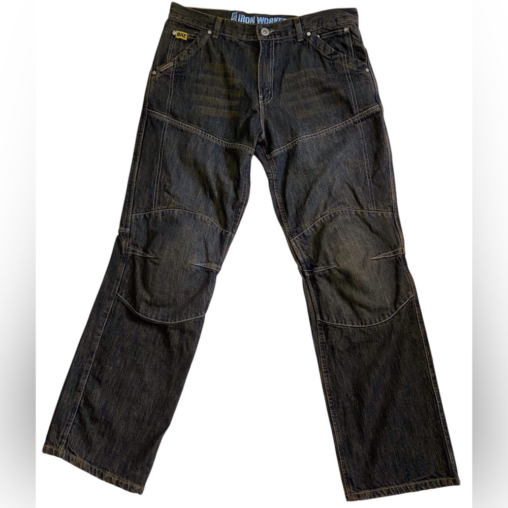 Men's Black Straight Motorcycle Jeans Bilt Iron Workers